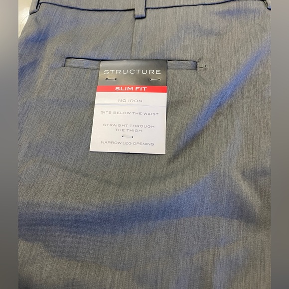 NWT Men’s Structure Stretch Slim Fit No iron Slacks Stoney Gray Size 38x30 - Picture 3 of 6